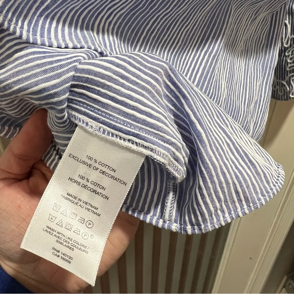 Stella & Dot Capri Striped Embroidered Top Peasant Blouse Size Medium - Picture 7 of 7